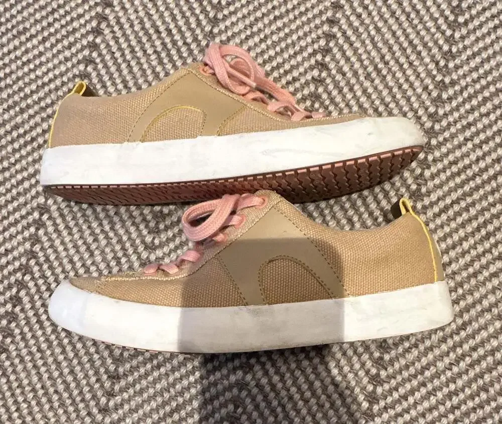 Camper Imar Women's Beige Canvas Sneakers with Pink Laces